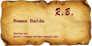 Remes Balda névjegykártya